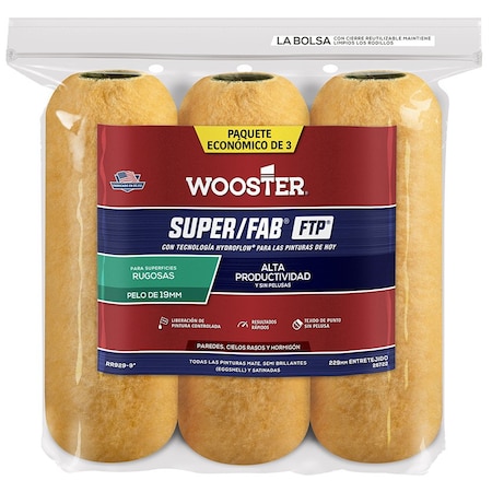 Wooster 9" Paint Roller Cover, 3/4" Nap Nap 0RR9290090